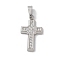 Ion Plating(IP) 304 Stainless Steel Micro Pave Cubic Zirconia Pendants, Cross Charms, Stainless Steel Color, 17.5x10x2mm, Hole: 4x2.5mm