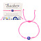 Adjustable Handmade Evil Eye Lampwork Bead Braided Bracelets, Deep Pink