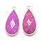 Natural White Jade Pendants, with Golden Tone Brass Findings, Faceted, teardrop, Dyed, Medium Aquamarine, 32.5~33x16x6mm, Hole: 2.5mm