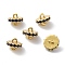 Eco-Friendly Brass Links Connectors, with Cubic Zirconia, Long-Lasting Plated, Real 18K Gold Plated, Flat Round, Black, 7x5.5mm, Hole: 1mm