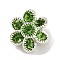 Brass Peridot Rhinestone Beads, Cadmium Free & Lead Free, Flower, Silver, 13.5x12mm, Hole: 1.2mm