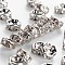 Brass Middle East Rhinestone Spacer Beads, Rondelle, Nickel Free, Platinum, Crystal, 6x3mm, Hole: 1mm