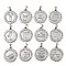 304 Stainless Steel Pendants, Flat Round with Constellation, Anti-Tarnish, Stainless Steel Color, 28x25x2.5mm, Hole: 4.5x3.5mm