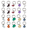 20Pcs 10 Styles Natural Mixed Gemstone and Glass Pendants, Nuggets Charms with 304 Stainless Steel Jump Rings, Platinum, 12~16mm, Hole: 6mm, 2pcs/style