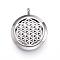 316 Surgical Stainless Steel Diffuser Locket Pendants, Spiritual Charms, with Perfume Pad and Magnetic Clasps, Flower of Life/Sacred Geometry, Stainless Steel Color, 36.5~37x30x6~6.5mm, Hole: 5mm, inner diameter: 23mm, 12Color/Set