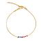 Independence Day Glass Seed Beads Link Bracelet for Women, Golden, Inner Diameter: 6-1/4 inch(16cm)+extend 30mm