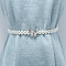 White Plastic Imitation Pearl Beaded Stretch Waist Chains, with Alloy Clasps, Platinum, Butterfly, 650mm