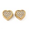 304 Stainless Steel Crystal Rhinestone Beads, Real 18K Gold Plated, Heart, 13.5x14x6.5mm, Hole: 2.5mm