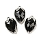 Natural Obsidian Faceted Pendants, Rack Plating Brass Strawberry Charms, Platinum, 18x11x5~5.5mm, Hole: 1.2mm