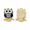 Painted Alloy Pendants, Owl Charm, Cadmium Free & Nickel Free & Lead Free, Golden, Slate Blue, 21.5x15x2.3mm, Hole: 2mm