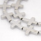 Electroplate Non-magnetic Synthetic Hematite Beads Strands, Cross, Platinum Plated, 17x14x4mm, Hole: 1mm, about 23pcs/strand, 15.7 inch