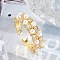 Brass Micro Pave Clear Cubic Zirconia Open Cuff Rings for Women, with Plastic Pearl, Real 18K Gold Plated, 6mm