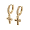 Brass Dangle Earrings, with Glass, Cross, 23.5x7.5mm