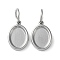 Tarnish Resistant 304 Stainless Steel Pendant Cabochon Settings, with Jump Rings, Oval, Stainless Steel Color, Tray: 8x6mm, 12x8x2mm, Hole: 4mm