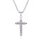 Brass Pendant Necklaces, Cross Micro Pave Clear Cubic Zirconia, Platinum, 17.51 inch(44.5cm)