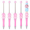 Plastic Ballpoint Pen, Stainless Steel Beadable Pen, For DIY Personalized Pen, Pearl Pink, 143.5x20x20mm