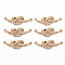 Brass Micro Pave Cubic Zirconia Links Connectors, Long-Lasting Plated, Heart, Light Gold, Clear, 27~28x9x2.5mm, Hole: 1mm