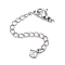Brass with Cubic Zirconia Chain Extender, End Chains, Cadmium Free & Nickel Free & Lead Free, Round, Platinum, 70mm
