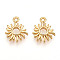 Brass Charms, Sun, Lead Free & Nickel Free & Cadmium Free, Real 18K Gold Plated, 12x10x2mm, Hole: 1mm