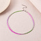 Bohemian Styles Faceted Round Glass Seed Beaded Necklaces for Women, Platinum, Orchid, 16.06 inch(40.8cm)