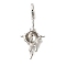 Brass European Dangle Charms Bails, Peg Bails, for Half Drilled Beads, Cadmium Free & Nickel Free & Lead Free, Star Charms, Platinum, 46.5x19.5x6.5mm, Hole: 5.5x4.5mm