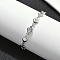 304 Stainless Steel Link Bracelets, Heart Charms, Stainless Steel Color, 7-5/8 inch(19.3cm)