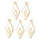 Alloy Enamel Pendants, Light Gold, Cadmium Free & Lead Free, Rhombus, Cornsilk, 28x12x2mm, Hole: 1.8mm