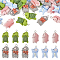 Pandahall 24Pcs 4 Styles Opaque Resin Pendants, Animal Charms, with Platinum Tone Iron Loops, Mixed Shapes, 21~23x13~15.5x7.5~9mm, 6pcs/style
