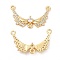 Brass Micro Pave Cubic Zirconia Chandelier Component Links, Cadmium Free & Nickel Free & Lead Free, Wing, Real 18K Gold Plated, 15x24x3mm, Hole: 1mm