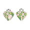 Handmade Polymer Clay Charms, Heart, with Platinum Tone Iron Loops, Olive Drab, 13x10x6mm, Hole: 2mm