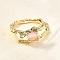 Oval Brass Cat Eye Cuff Rings for Women, Cadmium Free & Lead Free, Lasting Plated, Real 18K Gold Plated, Lavender Blush, 8.5mm, US Size 7 1/4(17.5mm)