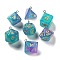 7 Styles Transparent Resin Polyhedral Dice Pendants Set, Gradient Clor Multi-Sided Dice Charms with Platinum Plated Iron Loops, Mixed Shapes, Light Sea Green, 20~28x19~24x17~24mm, Hole: 2mm, 1pc/style, 7Pcs/set