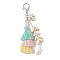 Handmade Macrame Nylon Thread Pendant Decorations, Wood & Shell Beads and Alloy Clasps Charms for Bag or Keychain Ornaments, Pale Turquoise, 160mm
