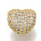 Brass Micro Pave Cubic Zirconia Beads, Cadmium Free & Lead Free, Heart, Clear, Golden, 8x7x5mm, Hole: 1mm