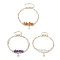 3Pcs 3 Styles Natural Red Aventurine & Natural Amethyst & Opalite Chip Multi-Strand Bracelet Sets, Star Charm 304 Stainless Steel Twisted Chain Stackable Bracelets for Women, 7-1/8 inch(18.2cm), 1pc/style