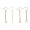 12Pairs 4 Colors Brass Real 18K Gold & Rose Gold & Platinum & Silver Plated Earring Hooks, Mixed Color, 45mm, Pin: 0.5mm, 3pair/color