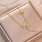 Alloy Crystal Rhinestone Pendant Necklaces for Women, Golden, Bowknot, 17.72 inch(45cm)