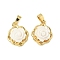 Brass Resin Pendants, Rose, Real 18K Gold Plated, White, 15.5x13x6.5mm, Hole: 4x2mm
