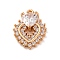 Brass Micro Pave Clear Cubic Zirconia Pendants, Nickel Free, Heart, Real 18K Gold Plated, 16.5x12.5x4mm, Hole: 1.2mm