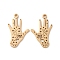 201 Stainless Steel Pendants, Hand with Evil Eye Charms, Golden, 22.5x14x1mm, Hole: 1.5mm