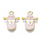 Spring Festival Theme Chinese Style Zinc Alloy Pendants, with Enamel, Cadmium Free & Nickel Free & Lead Free, God of Fortune, Light Gold, Pink, 17x14x2mm, Hole: 1.8mm