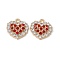 Alloy Rhinestone Pendants, Golden, Heart Charm, Colorful, 17x17x4mm, Hole: 2mm