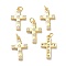 Brass Micro Pave Clear Cubic Zirconia Pendants, with Jump Ring, Long-Lasting Plated, Cross, Real 18K Gold Plated, 22x14x2mm, Jump Rings: 5x1mm, 3mm Inner Diameter