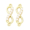 Brass & ABS Imitation Pearl Infinity Connector Charms, Cadmium Free & Lead Free, White, Real 16K Gold Plated, 25.5x7.5x3.5mm, Hole: 1.6mm