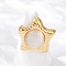 304 Stainless Steel Adjustable Finger Rings, with Cat's Eye Cabochon, Starfish, Golden, 27x28mm,US Size 8 1/2(18.5mm)