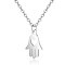 Tarnish Resistant 201 Stainless Steel Pendants Necklaces, Hamsa Hand, Stainless Steel Color, 16.3 inch(40cm)x1mm