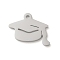 Non-Tarnish 304 Stainless Steel Pendants, Laser Cut, Graduation Hat Charm, Stainless Steel Color, 15x20x1.5mm, Hole: 1.8mm