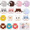 15Pcs 15 Style Animal Theme Food Grade Eco-Friendly Silicone Focal Beads, Sheep/Hamster/Hedgehog, Mixed Color, 23~31x22~33x9.5~10mm, Hole: 2mm, 1pc/style