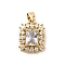 Brass Micro Pave Cubic Zirconia Pendants, Lead Free & Cadmium Free, Long-Lasting Plated, Real 18K Gold Plated, Rectangle, 18x13.5x5mm, Hole: 3.5x5mm