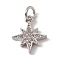 Brass Micro Pave Cubic Zirconia Charms, Cadmium Free & Lead Free, with Jump Rings, Shining Star Charms, Platinum, 13x11.5x2mm, Hole: 3.4mm